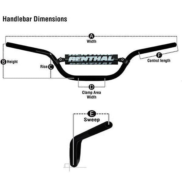 Renthal Renthal Trials 6 Rise Black, Renthal 768-02-bk-04-254, 768-02-bk-04-254