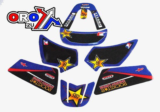 Dirt Racing Decal Set Yamaha PW50 Rockstar Blue Red Black