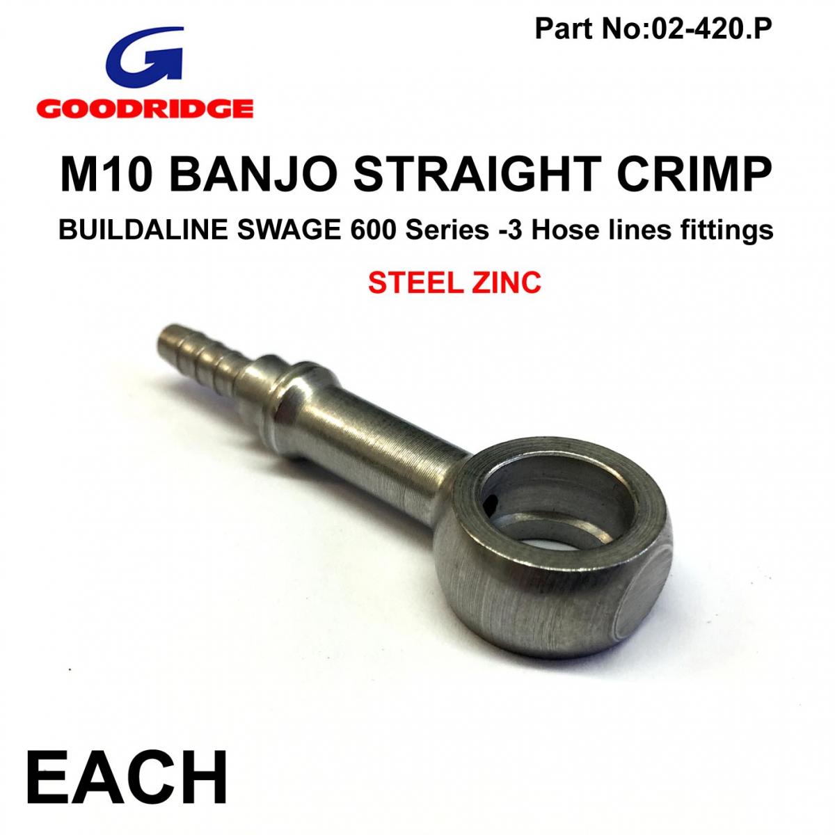 Tag-z Banjo Straight Plated 0*, Swage Crimp Fitting 600 Series -3, Goodridge S5092-03z1