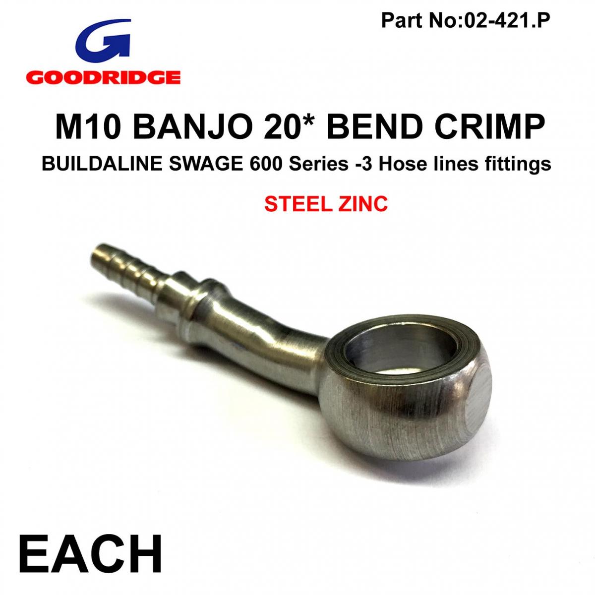 Tag-z Banjo 20* Crimp Plated, Swage Crimp Fitting 600 Series -3, Goodridge S5093-03z1