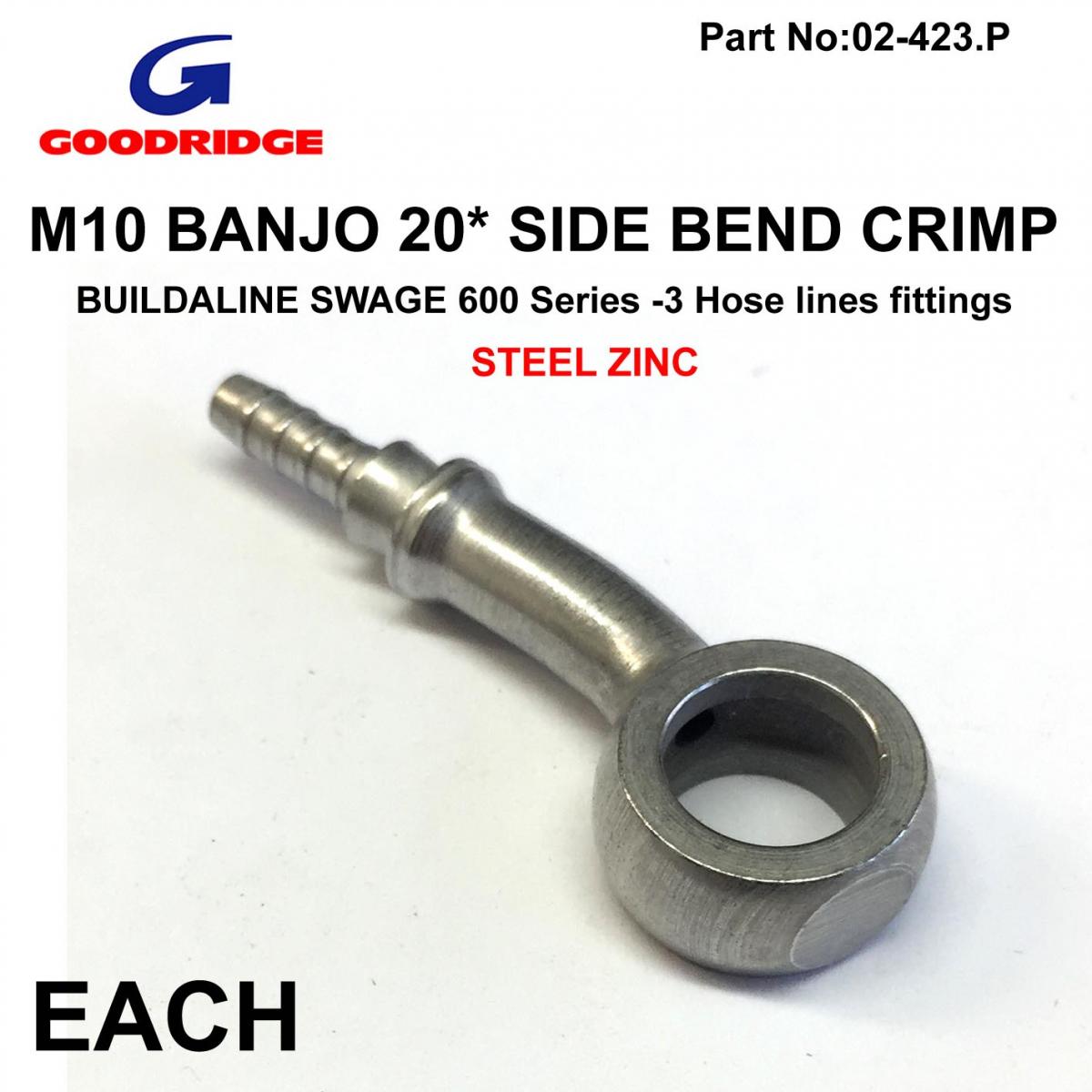 Tag-z Banjo 20* Side Plated, Swage Crimp Fitting 600 Series -3, Goodridge S5097-03z1