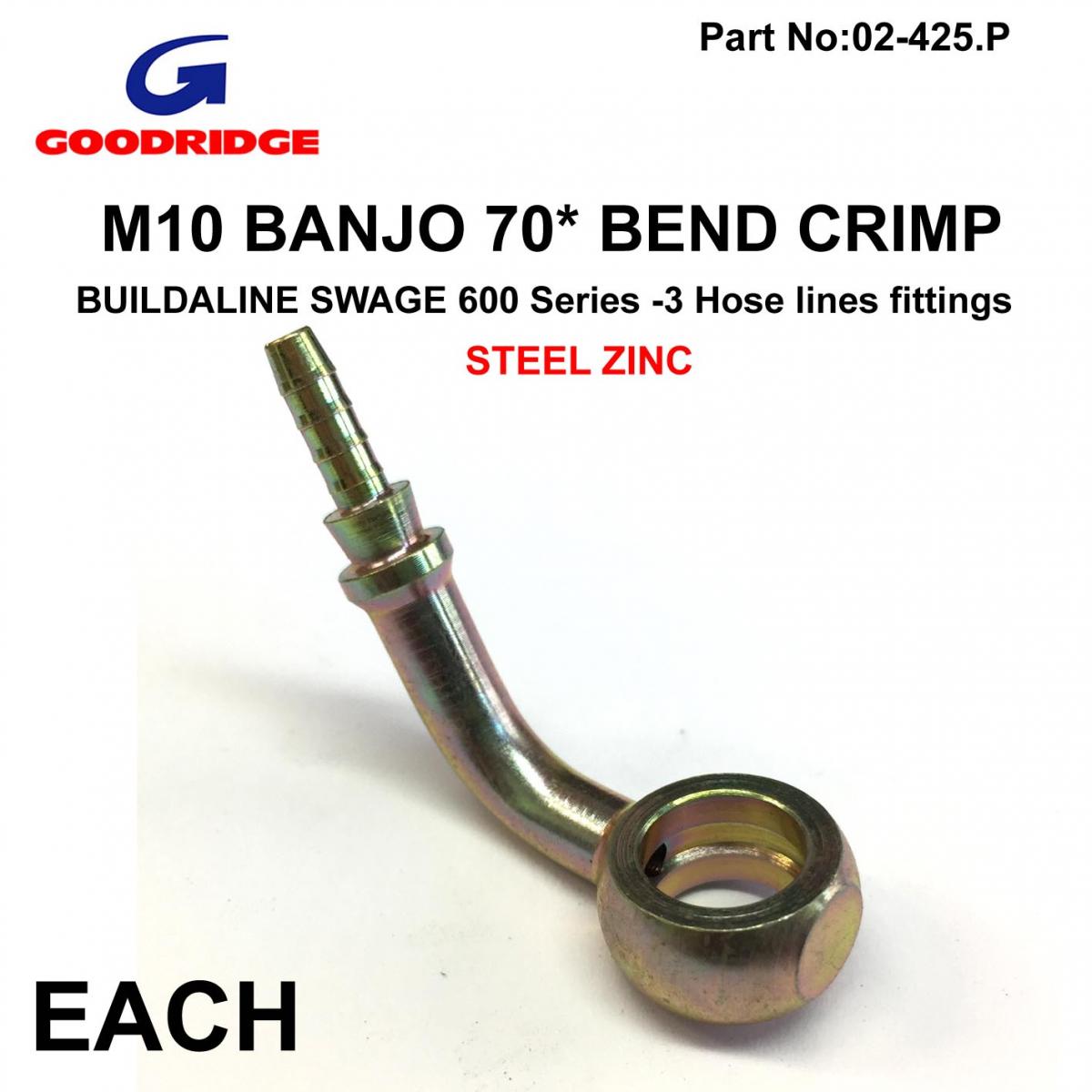 Goodridge Banjo 70* Extended Plated, Swage Crimp Fitting 600 Series -3, Goodridge S5070-03z1 S5070-03z1