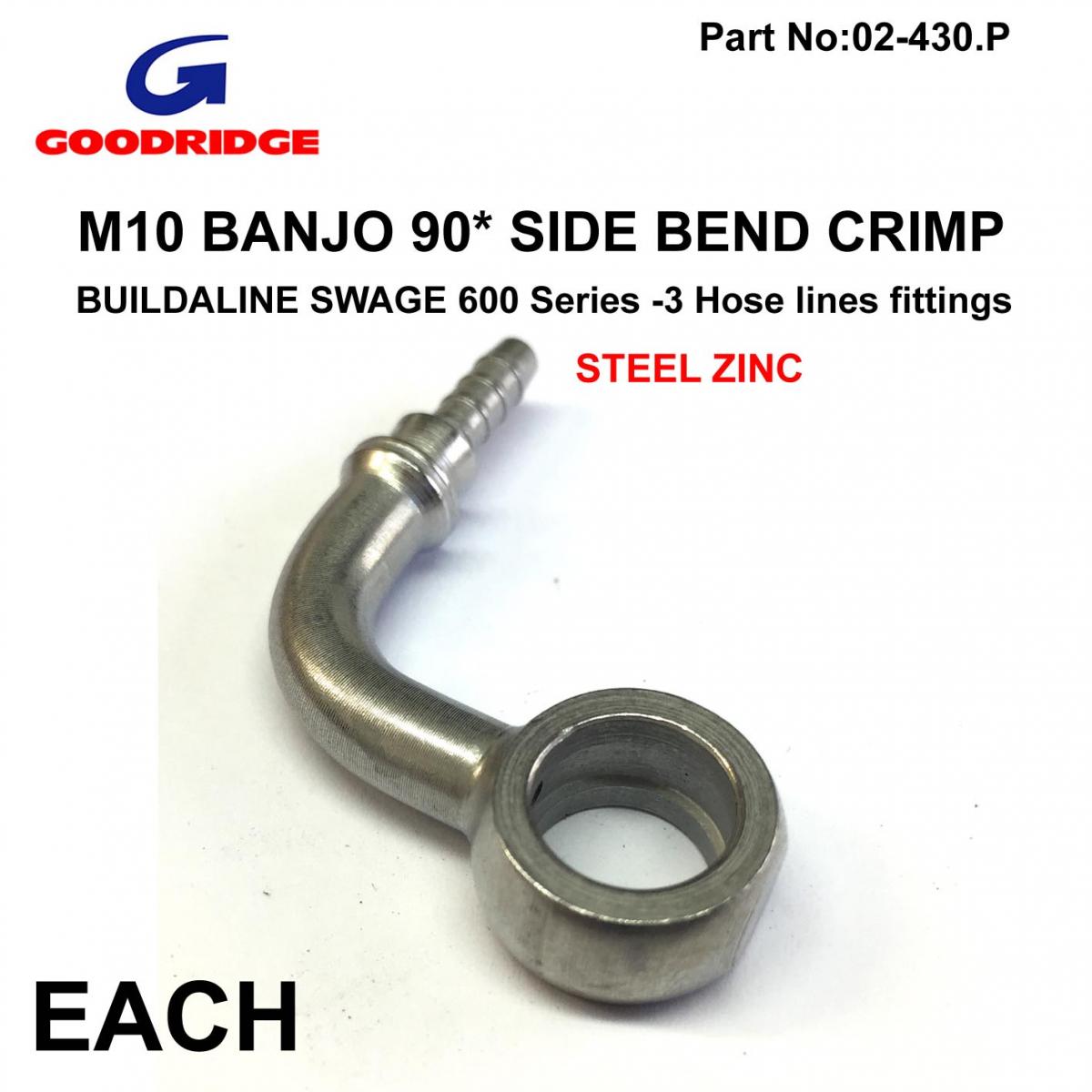 Tag-z Banjo 90* Side Ex Swage Plated, Swage Crimp Fitting 600 Series -3, Goodridge S5099s-03z1