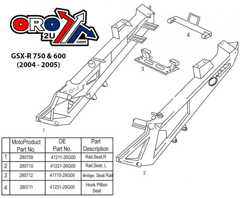 MTX Parts Sub Frame Suzuki Kit Gsx-r 41211-29g00 41770-29g00