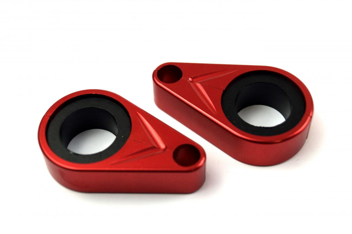 FIR Cable Hose Clamp Set Red Aluminium 20-25mm Pack of 2