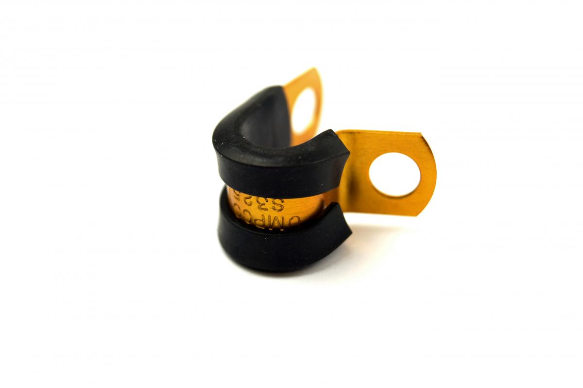 Goodridge Cushion Tube Clamp Gold, Hose Brake Cluch Clamp / P Clip