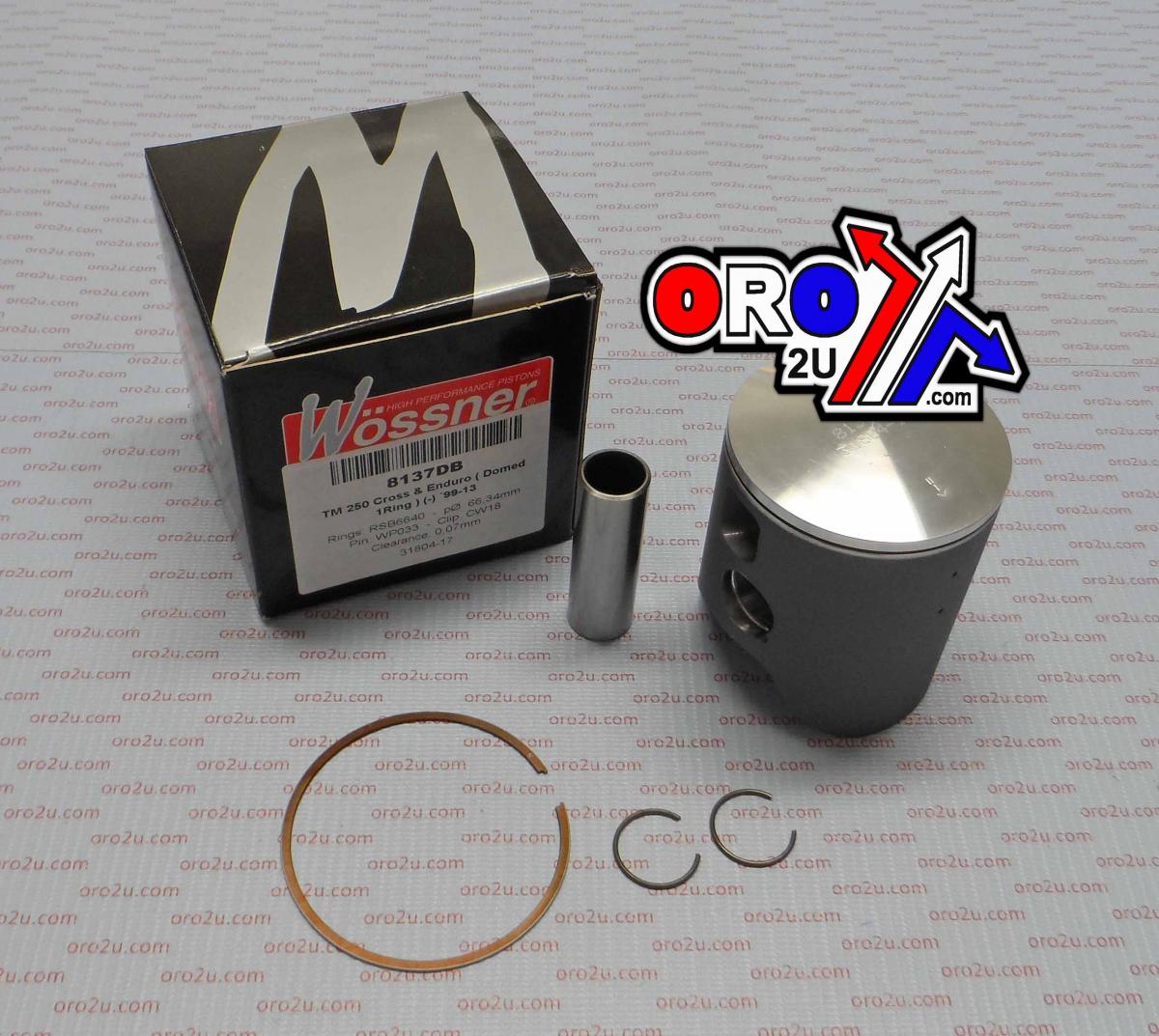 Wossner Piston 94-09 TM250 66.4 Domed, Wossner 8136db Twin Ring