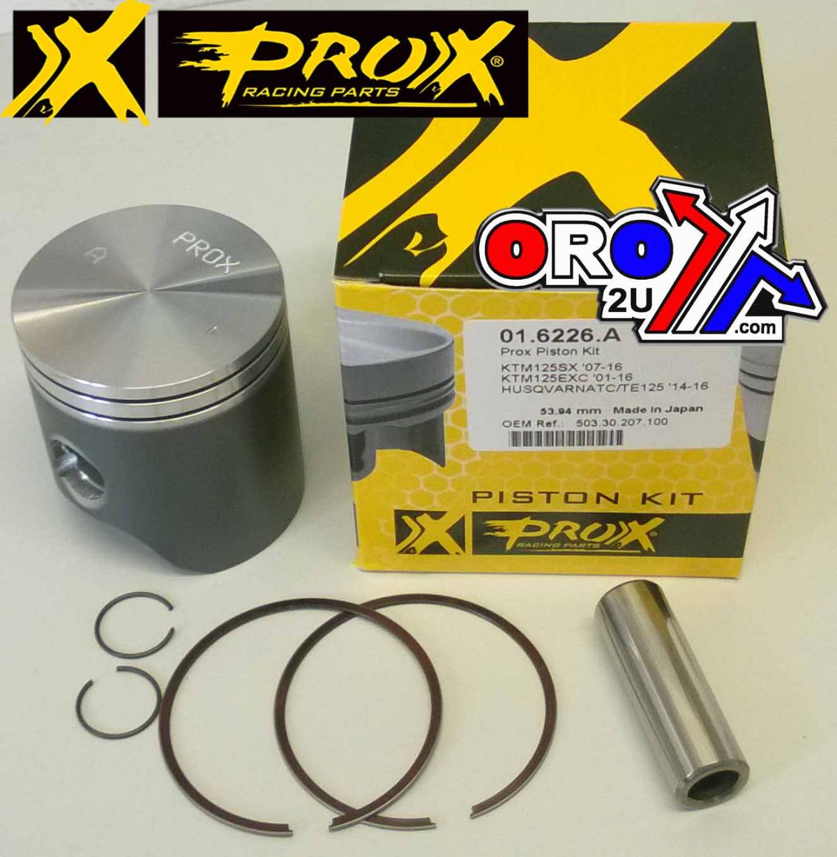 Pro-X Racing Piston Kit 07-25 KTM SX125 54, Prox 01.6226.e 503.30.207.100, Made in Japan