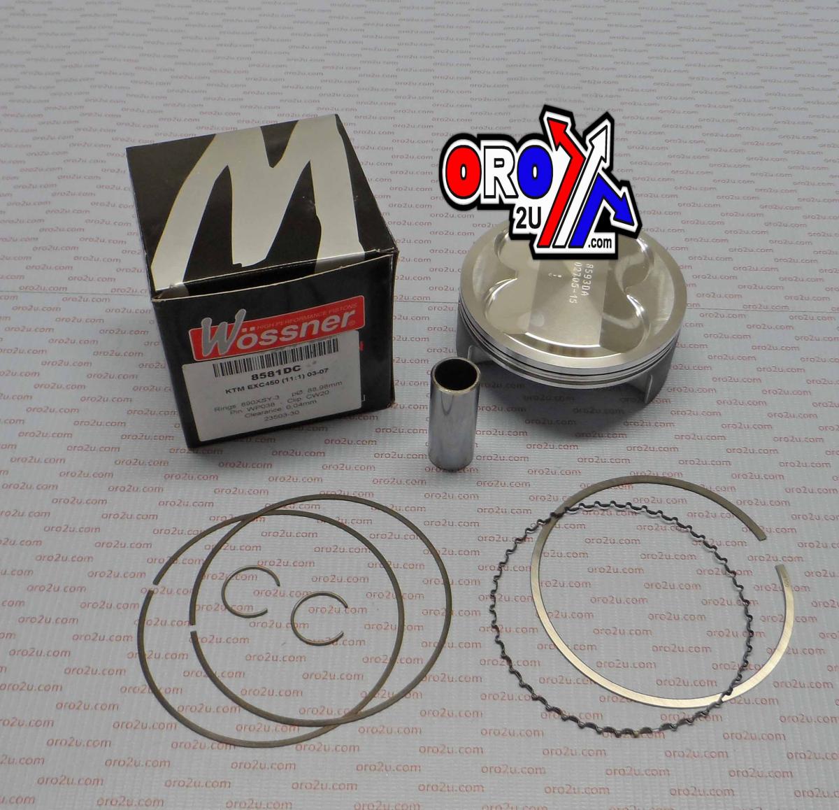 Wossner Piston Kit 02-07 KTM EXC450 89, Wossner Wossner 8581dc