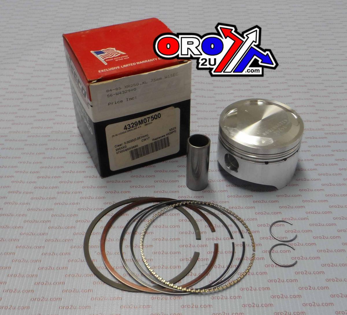 Wiseco Piston Kit 84-85 XR250 75.00, Wiseco 4329m07500 Honda XL250
