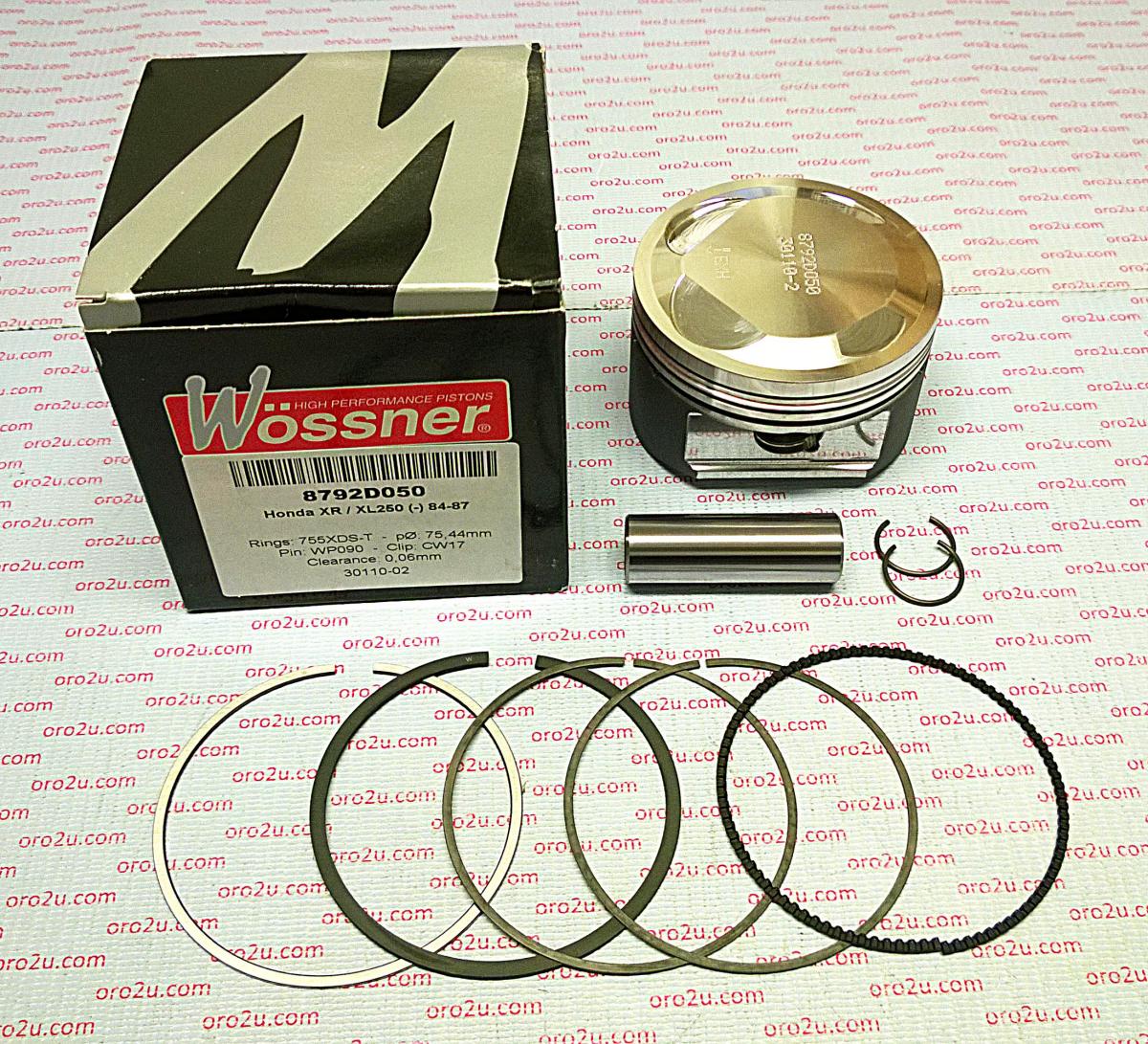 WOSSNER PISTON KIT 84-85 XR250 75.00, WOSSNER 8792DA HONDA XL250