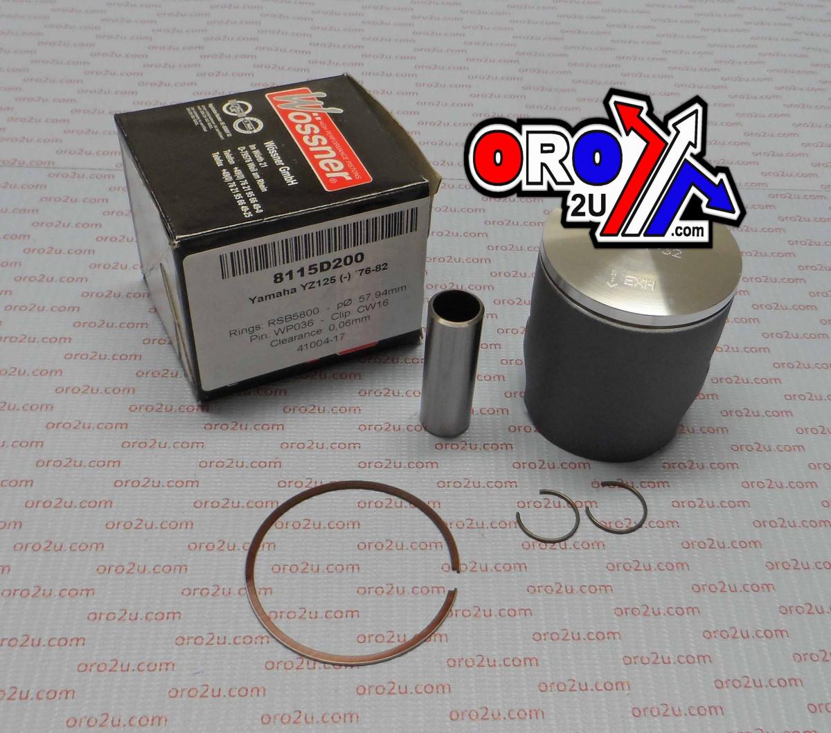 Wossner Piston Kit 76-82 YZ125 58.00, Forged Wossner 8115d200