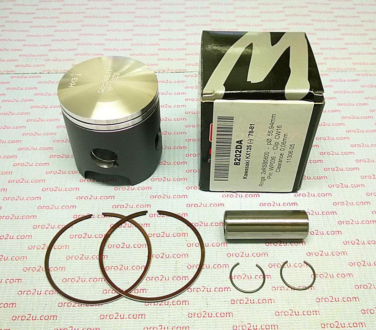 WOSSNER PISTON KIT 78-81 KX125 57.00, FORGED WOSSNER 8202D100