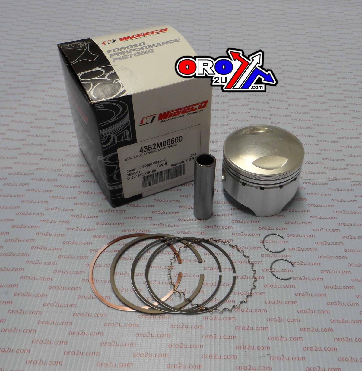 Wiseco Piston Kit LT230 Lt4 Wd 66.00, Wiseco 4382m06600 Suzuki ATV