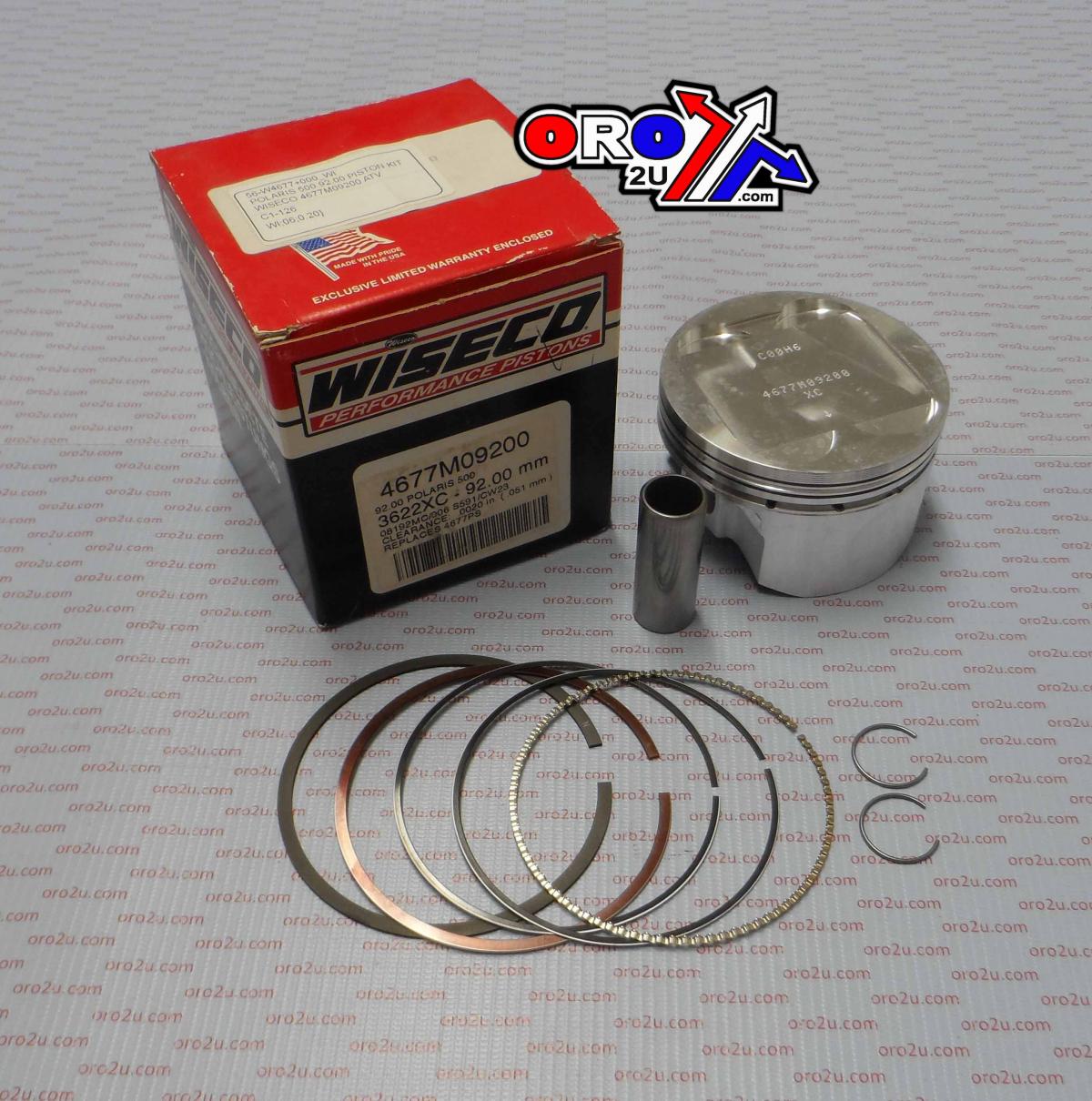 Wiseco Piston Kit Polaris 500 92.00, Wiseco 4677m09200 ATV