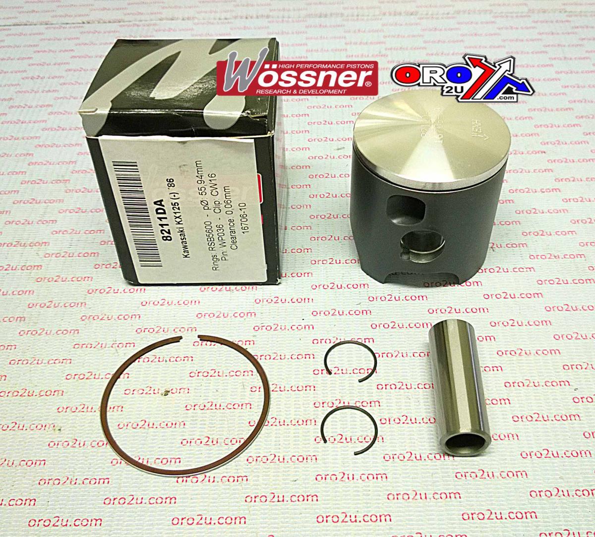 Wossner Piston Kit 1986 KX125 56.00, Wossner 8211db Kawasaki MX