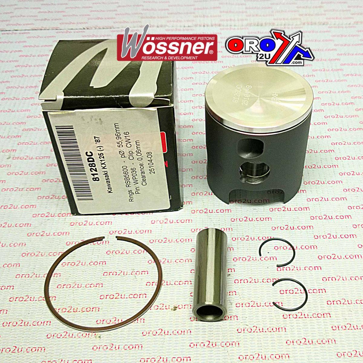 WOSSNER PISTON KIT 1987 KX125 57.00, WOSSNER 8128D100 KAWASAKI MX