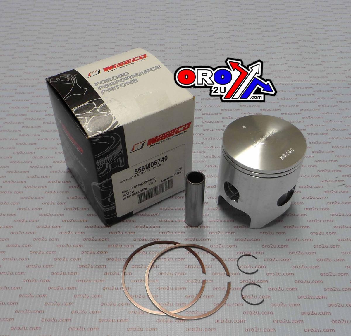Wiseco Piston Kit 87-89 KX250 67.40, Wiseco 556m06740