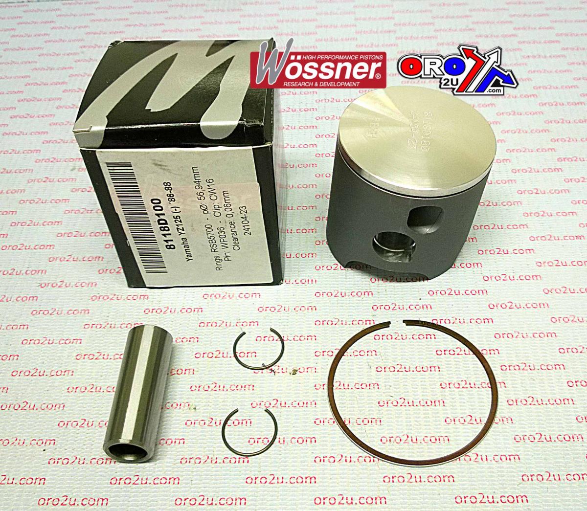 Wossner Piston Kit 86-88 YZ125 56.75, Wossner 8118d075 Yamaha MX