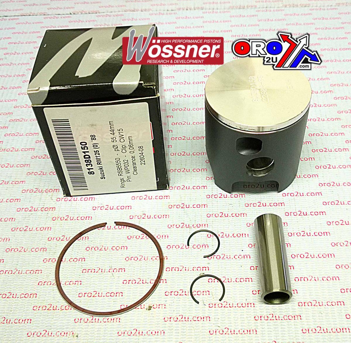 Wossner Piston Kit 1988 RM125 54.50, Wossner 8138d050 Suzuki MX 12110-14513