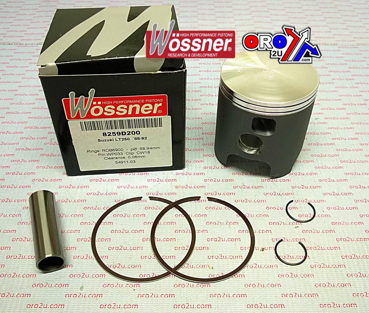 Wossner Piston Kit 88-92 LT250 67.00, Wossner 8259da Suzuki ATV