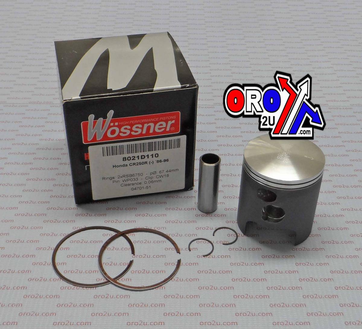 Wossner Piston Kit 86-96 CR250 67.50, Wossner 8021d110 Honda MX