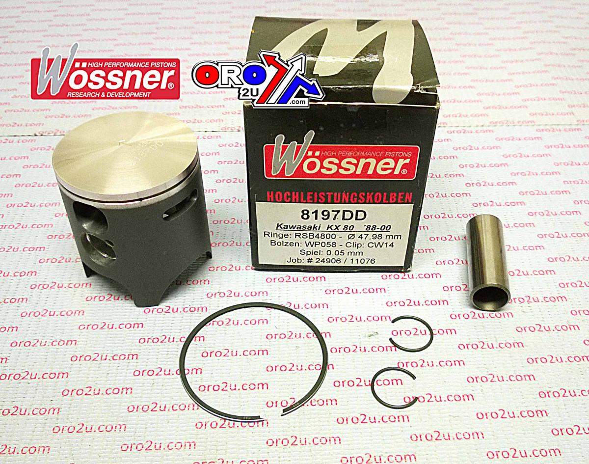 WOSSNER PISTON KIT 88-00 KX80 48.00 D, WOSSNER 8197DD KAWASAKI MX