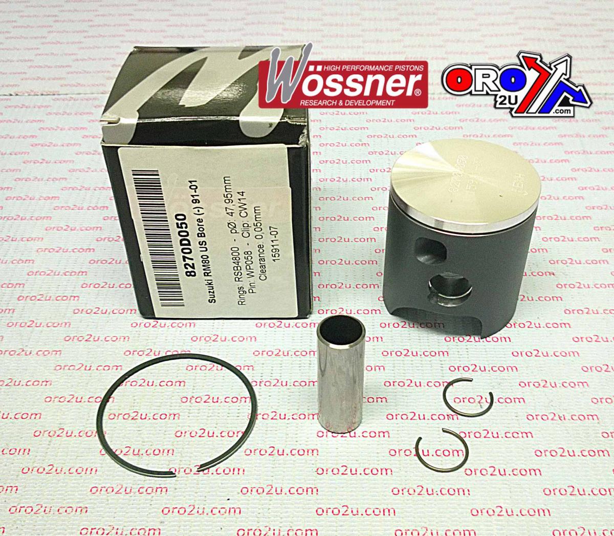 Wossner Piston Kit 91-01 RM80 48.00, Wossner 8270d050 Suzuki MX