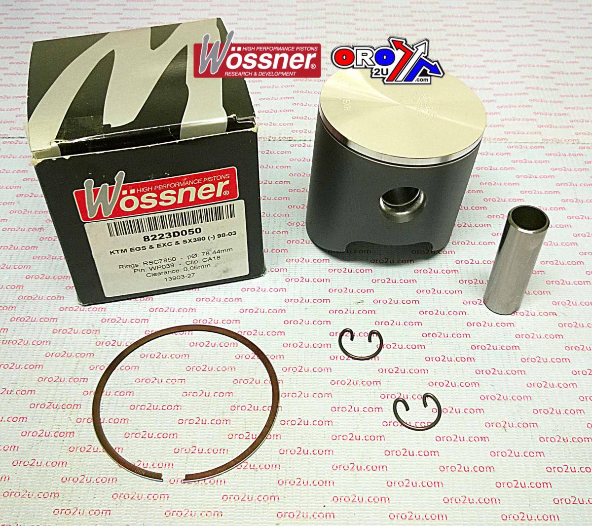 Wossner Piston Kit 98-02 KTM380 78.00, Wossner 8223dc Forged