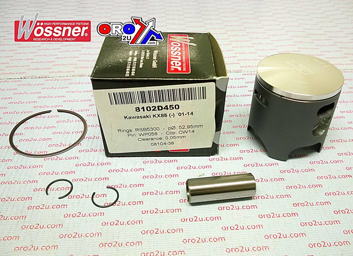 Wossner Piston Kit 01-16 KX85 53.00, Wossner 8102d450 Kawasaki MX