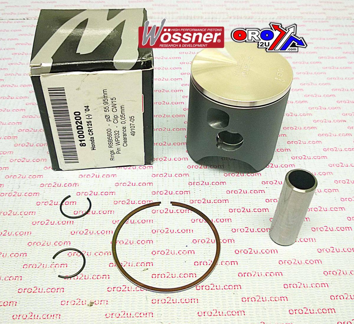Wossner Piston Kit 2004 CR125 54.00, Wossner 8100db Honda MX