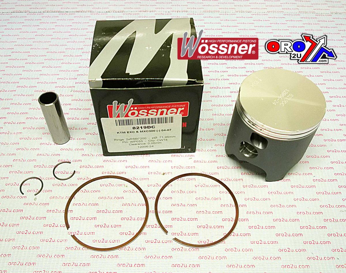 Wossner Piston Kit 04-07 KTM300 72.00, Wossner 8219da Forged 55430007000