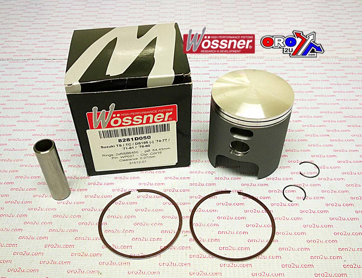 Wossner Piston Kit TS185 TC Ds 64.50, Wossner 8281d050 Suzuki