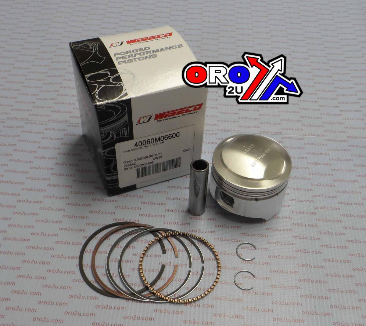 Wiseco Piston Kit 68-73 CB350 66.00, Wiseco 40060m06600 Road Honda