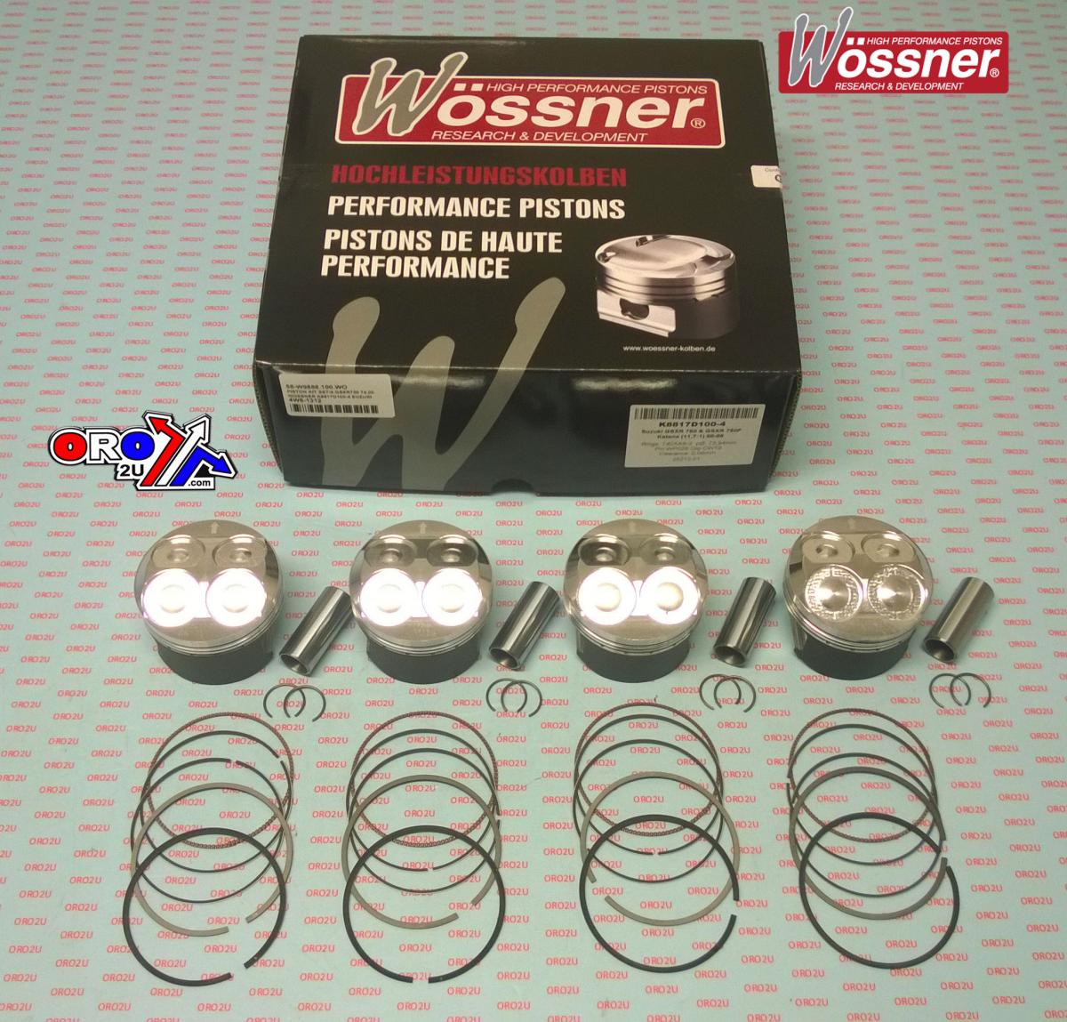 Wossner Piston Kit Set/4 GSXR750 74.00, Wossner K8817d100-4 Suzuki, Oversize 1.00mm