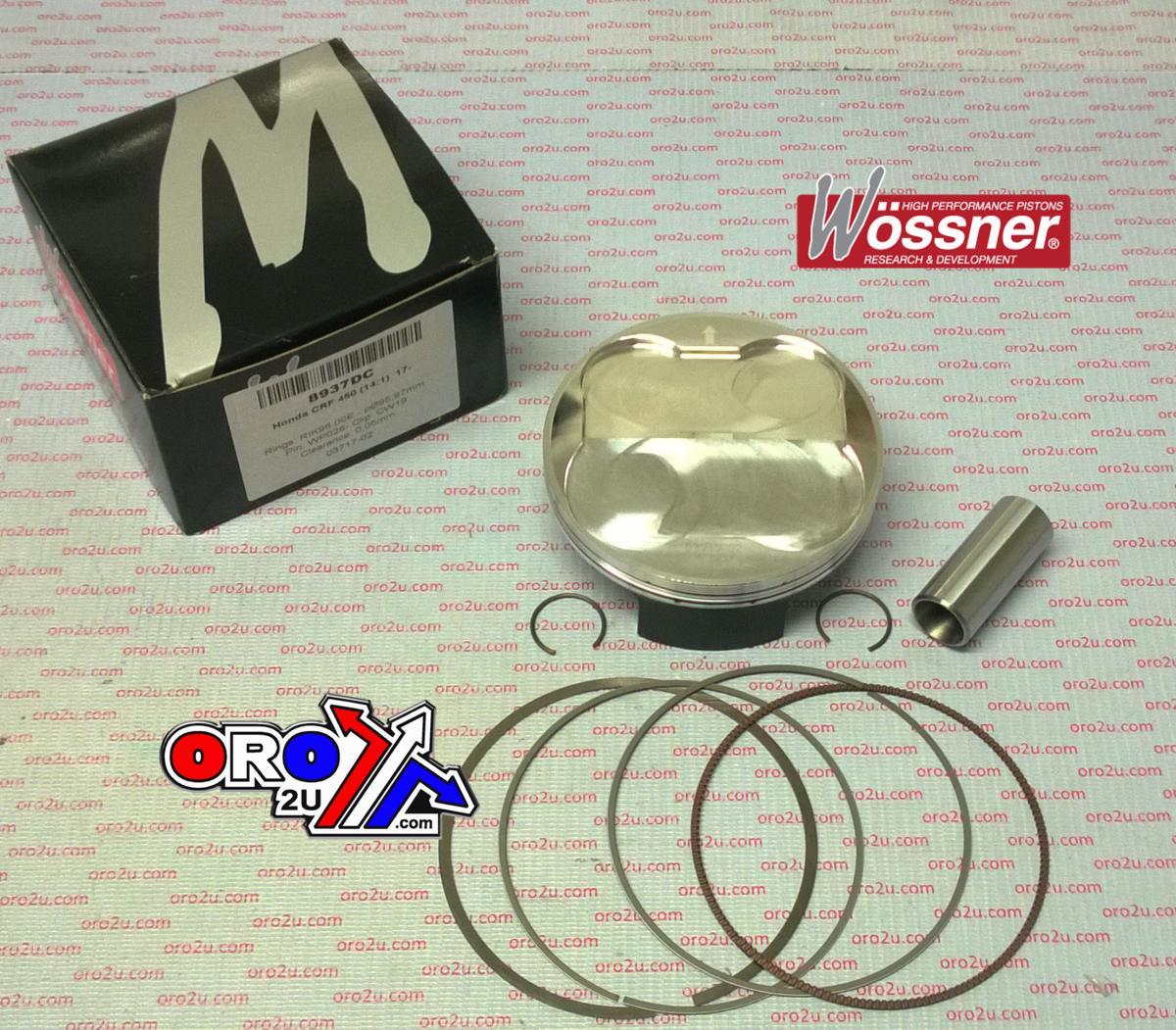 Wossner Piston Kit CRF450 2017 96mm B, Wossner 8937db 14:1 Comp, Hi-comp