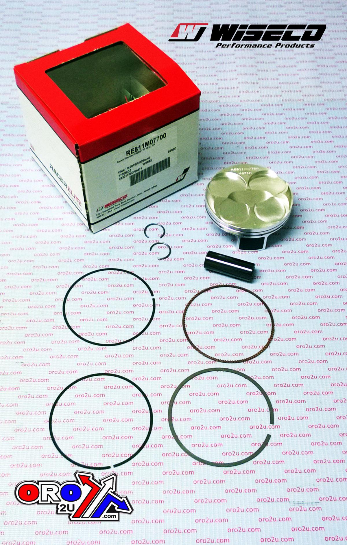 Wiseco Piston Kit KX250F 2017-18 14.5:1, Wiseco Re811m07700 77mm, Racers Elite Asymmetric Skirt