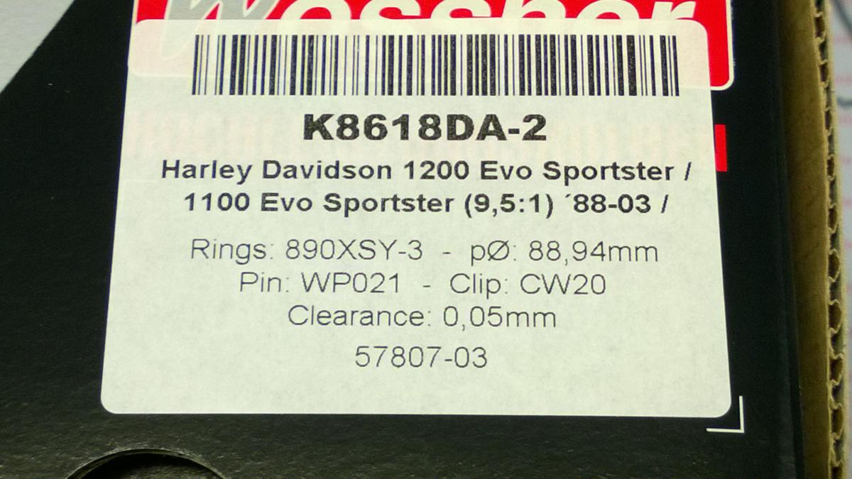 Wossner Piston Kit Harley 3.501 Set/2, Wossner K8618da-2 Davidson, Road