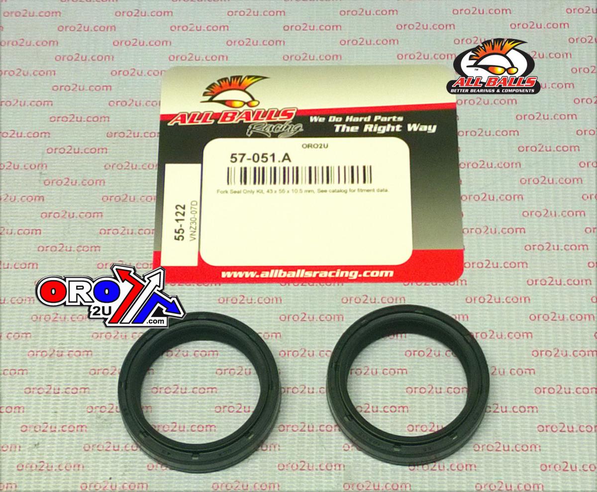 All Balls Racing Fork Oil Seal Set Allballs, Allballs 55-122 43x55x10.5