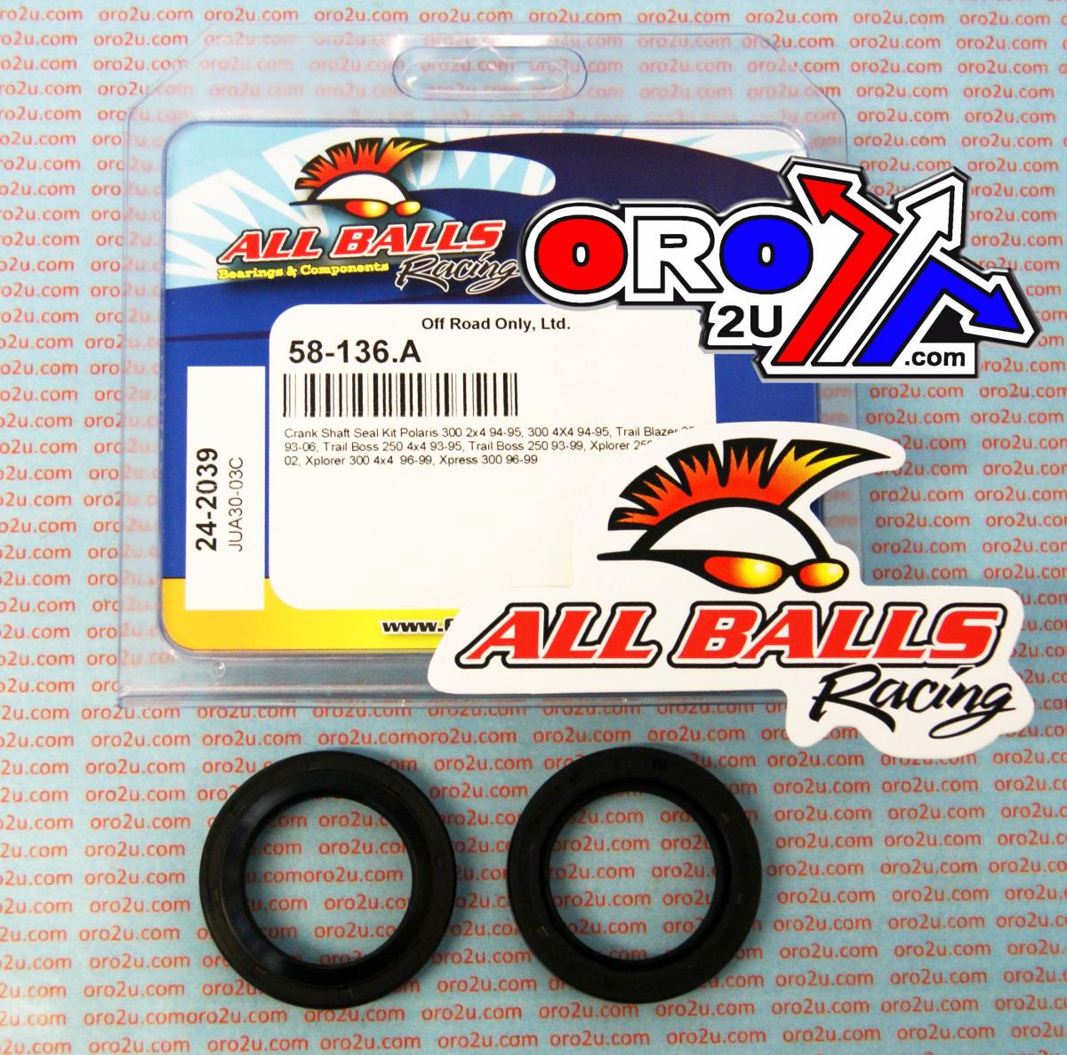 All Balls Racing Crankshaft Seal Kit Allballs, Allballs 24-2039, Polaris 300 2x4 94-95, 300 4x4 94-95, Trail Blazer 250 93-06, Trail Boss 250 2x4 93-99, Trail Boss 2
