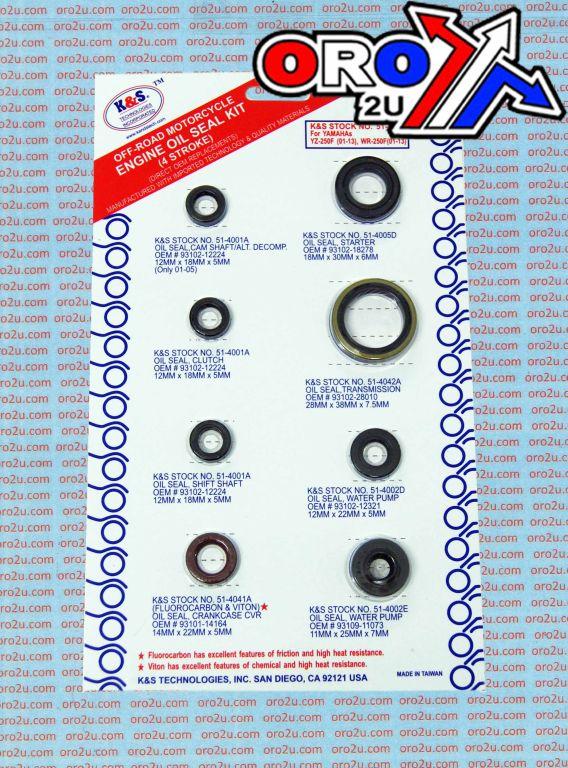 K&S Technologies Oil Seal Set 01-11 YZF Wrf 250, K&s 51-4042 Engine Yamaha