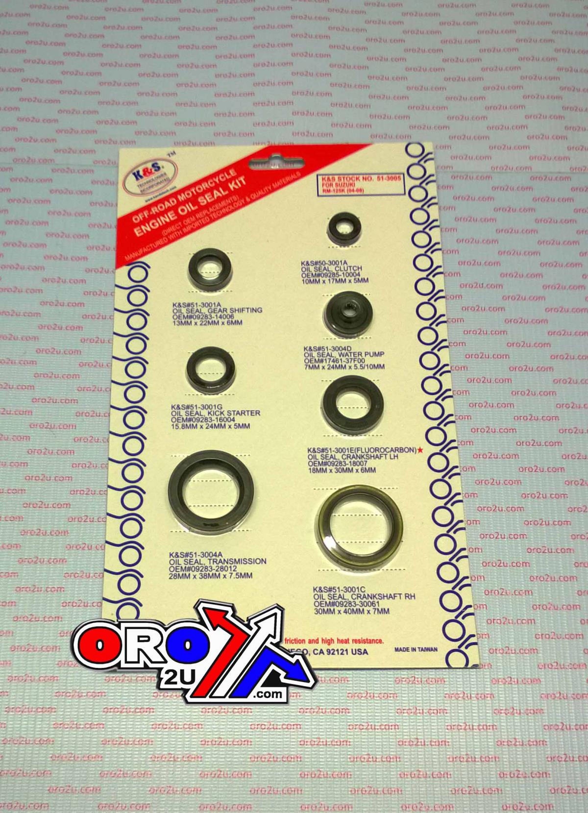 K&S Technologies Oil Seal Set Engine RM125 7pcs, K&s 51-3005 Suzuki RM125 04-10