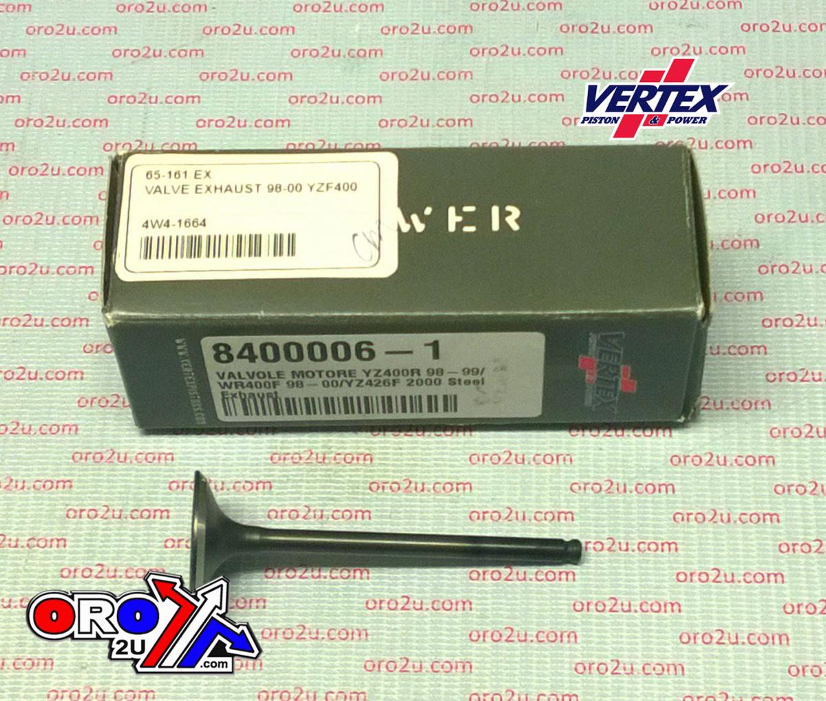 Vertex Valve Exhaust Steel, Vertex 8400006-1, 98-00 YZF400, 98-99 WR400, 2000 YZF426
