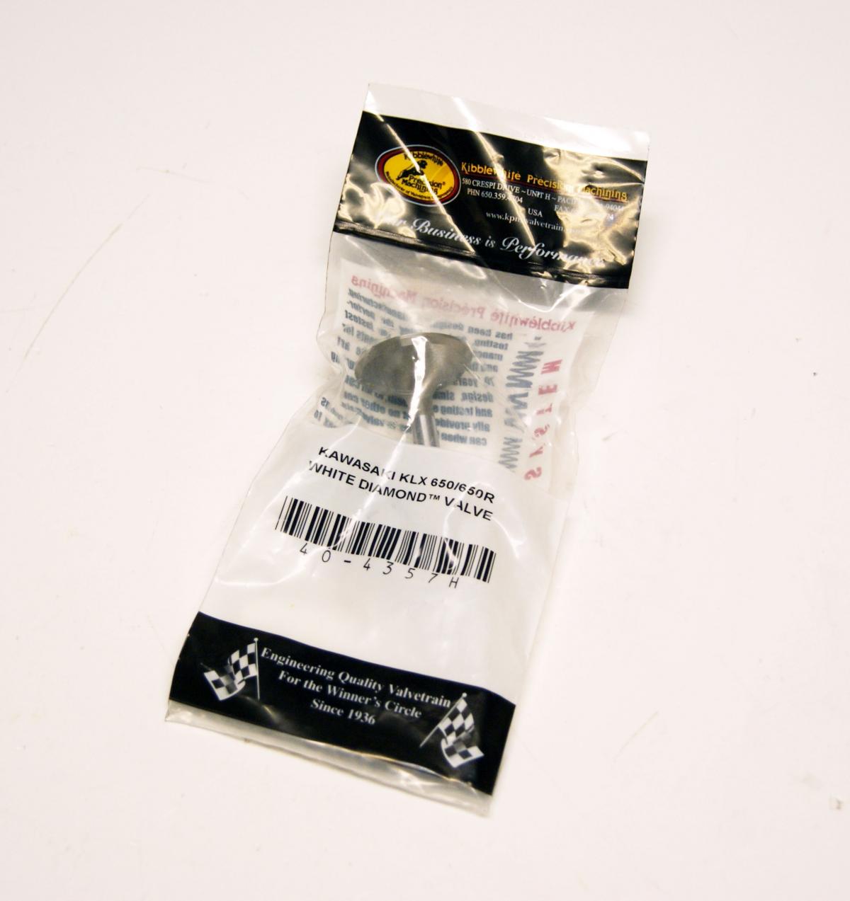 KIBBLEWHITE VALVE EXHAUST KLX650R 93-96 WHITE DIAMOND SS, KIBBLEWHITE 40-4357H STAINLESS, WHITE DIAMOND HARD CHROME