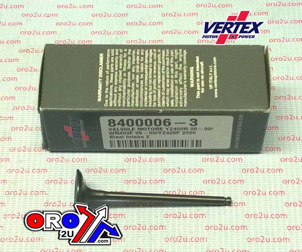 Vertex Valve Intake Steel, Vertex 8400006-3 98-00 YZF400 426, Outside Positions