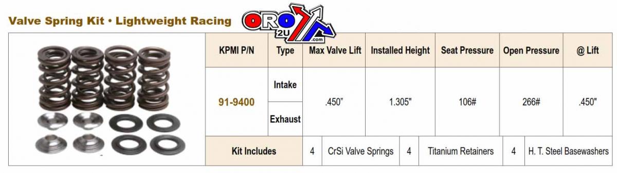 Kibblewhite Valve Spring Kit Rotax 500/600, Kibblewhite 91-9400 Air Cooled