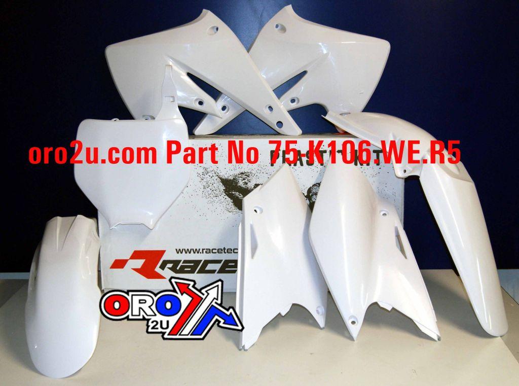 Rtech Plastics Plastic Kit/5 04-05 KXF250 We, White Rtech R-kitkxf-bn0-504