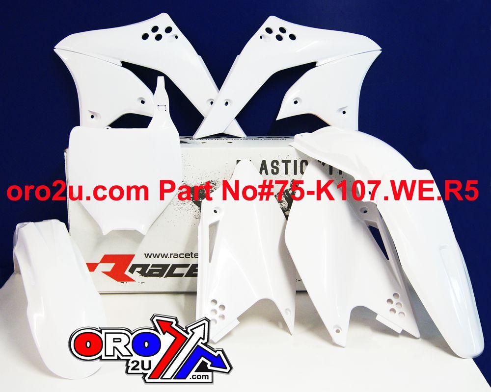 Rtech Plastics Plastic Kit/5 06-08 KXF250, White Rtech R-kitkxf-bn0-505
