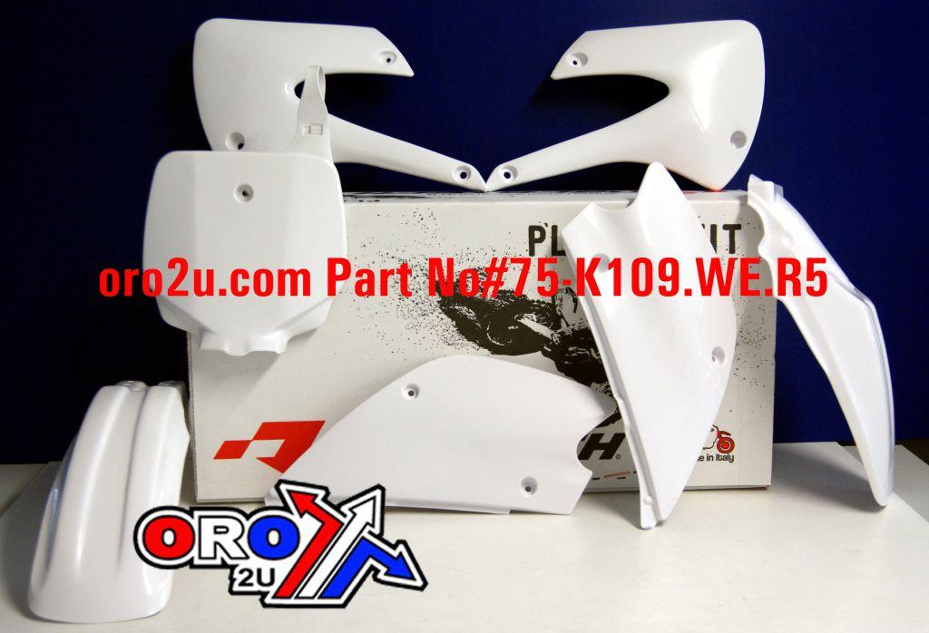 Rtech Plastics Plastic Kit/5 98-13 KX85 White, Rtech R-kitkx0-bn0-507