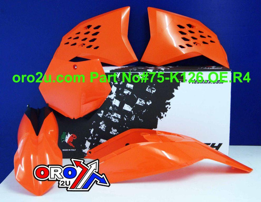 Rtech Plastics Plastic Kit/4 KTM 125-530, Orange Rtech R-kitKTM-ar0-505